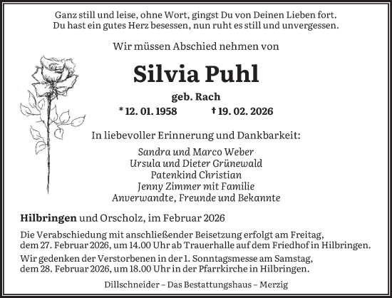 Traueranzeige von Silvia Puhl von saarbruecker_zeitung