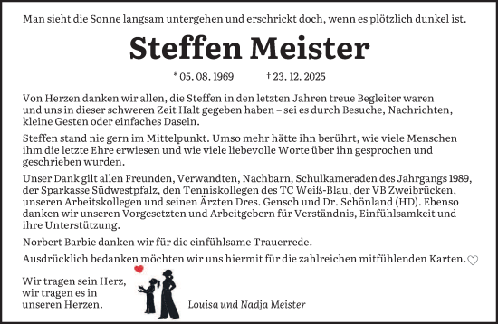 Traueranzeige von Steffen Meister von saarbruecker_zeitung