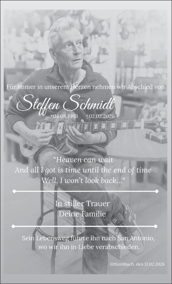 Traueranzeige von Steffen Schmidt von saarbruecker_zeitung