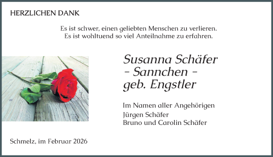 Traueranzeige von Susanna Schäfer von saarbruecker_zeitung