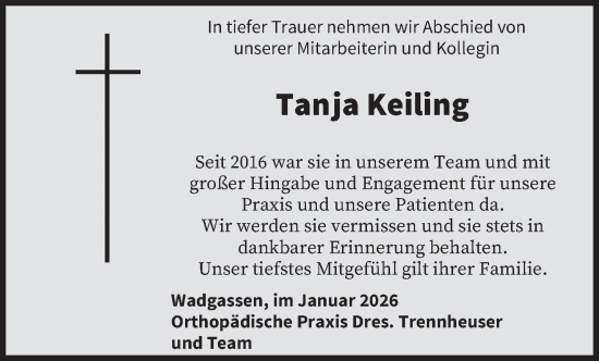Traueranzeige von Tanja Keiling von saarbruecker_zeitung