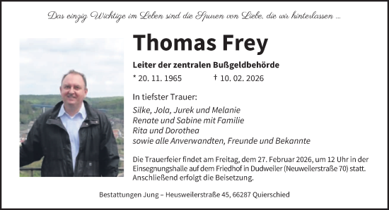 Traueranzeige von Thomas Frey von saarbruecker_zeitung