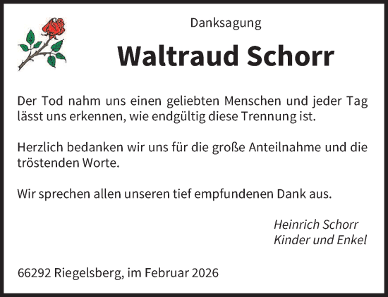 Traueranzeige von Waltraud Schorr von saarbruecker_zeitung