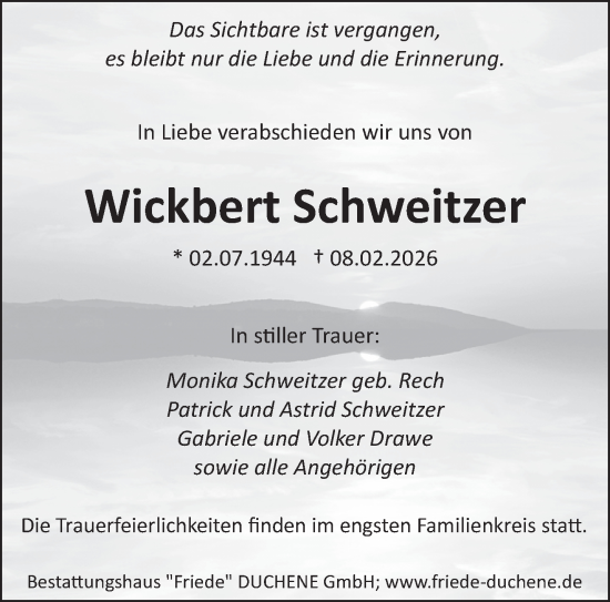 Traueranzeige von Wickbert Schweitzer von saarbruecker_zeitung