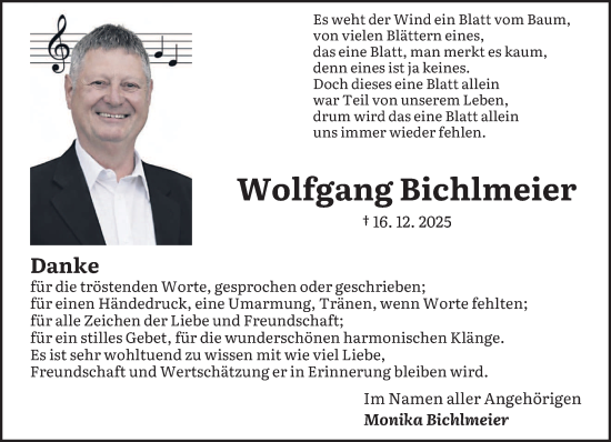 Traueranzeige von Wolfgang Bichlmeier von saarbruecker_zeitung
